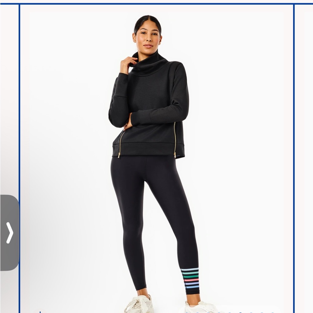Addison Bay Black Leggings with Striped Detail